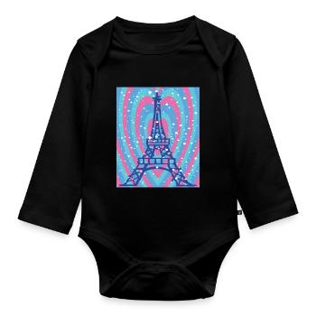 Herz für Eiffelturm-Paris-Schnee-Frankreich-franzö - Baby Bio-Langarm-Body - Schwarz - Vorne