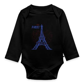 J’adore Tour-Cœur-France-Souvenir-Français - Body Bébé bio manches longues - noir - Devant