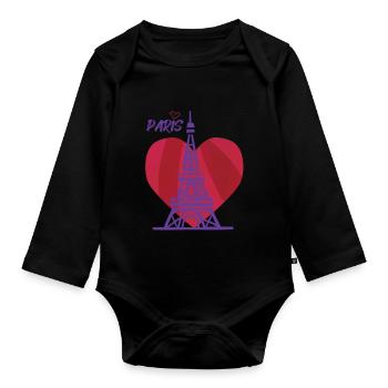 Amour Tour Eiffel Coeur Paris France Souvenir f - Body Bébé bio manches longues - noir - Devant