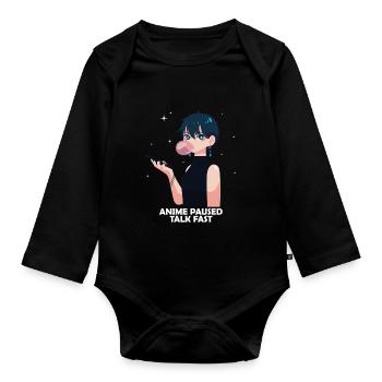 Anime Otaku Weeb Anime Paused Talk Fast - Baby Bio-Langarm-Body - Schwarz - Vorne