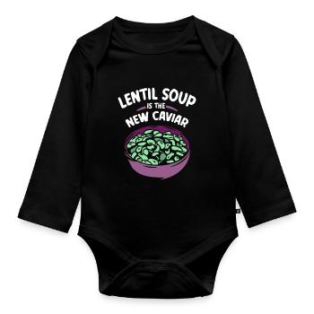 Lentil soup is the new caviar lentils - Organic Longsleeve Baby Bodysuit - black - Front