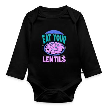 Mangez votre soupe aux lentilles - Body Bébé bio manches longues - noir - Devant