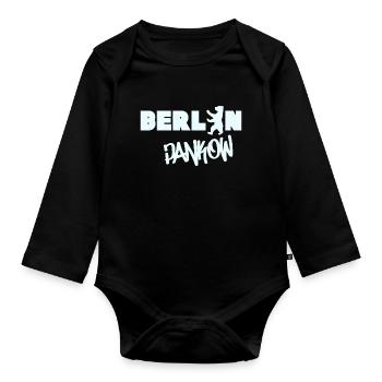 Berlin Pankow lettrage Grafitti souvenir district - Body Bébé bio manches longues - noir - Devant