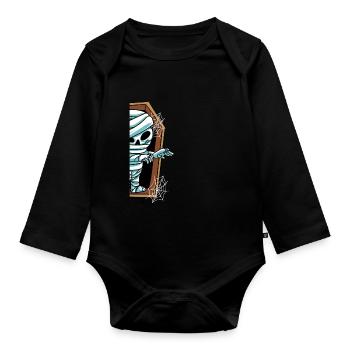 Mummy in the grave Halloween - Organic Longsleeve Baby Bodysuit - black - Front