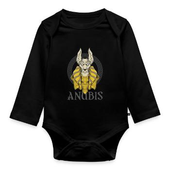 Egyptologue Anubis Pyramides Egypte Souvenir Sphin - Body Bébé bio manches longues - noir - Devant