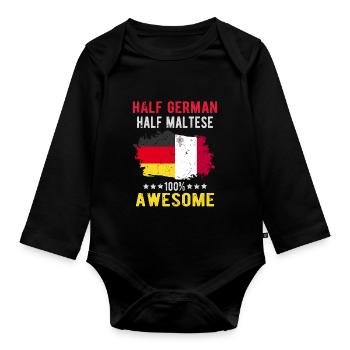 Halb Deutsch Halb Mateser - Baby Bio-Langarm-Body - Schwarz - Vorne