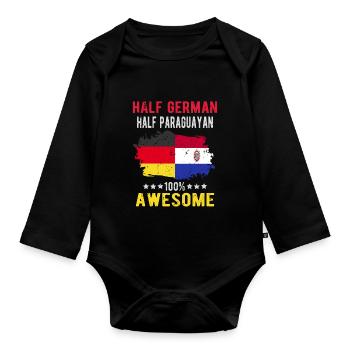 Half German half Paraguayan - Organic Longsleeve Baby Bodysuit - black - Front