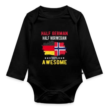 Halb Deutsch Halb Norweger - Baby Bio-Langarm-Body - Schwarz - Vorne