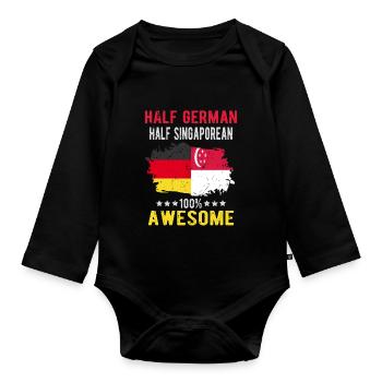 Half German half Singaporeans - Organic Longsleeve Baby Bodysuit - black - Front
