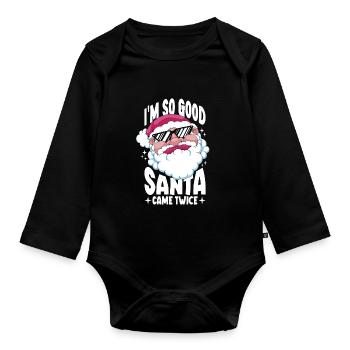 Je suis si bon Père Noël est venu deux fois Père Noël - Body Bébé bio manches longues - noir - Devant