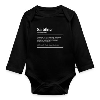 Sabine Name Definition Design für stolze Sabinen - Baby Bio-Langarm-Body - Schwarz - Vorne