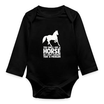 Riding Horse Riding Farm Rider Gift - Organic Longsleeve Baby Bodysuit - black - Front