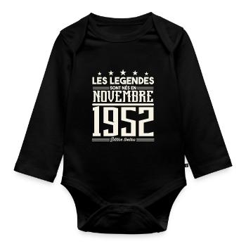 Les légendes sont nés en novembre 1952. - Body Bébé bio manches longues - noir - Devant