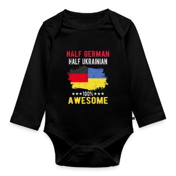 Halb Deutsch Halb Ukrainer - Baby Bio-Langarm-Body - Schwarz - Vorne