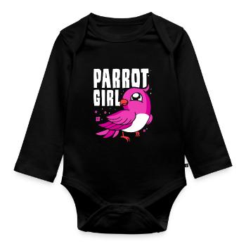 Parrot Girl Parrot Pet Cute Animal - Organic Longsleeve Baby Bodysuit - black - Front