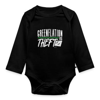 Greenflation is theft green energy inflation - Organic Longsleeve Baby Bodysuit - black - Front