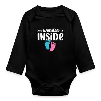Miracles Inside Baby Inside Cute Pregnant - Organic Longsleeve Baby Bodysuit - black - Front