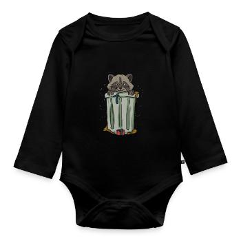 In einer Mülltonne Waschbär - Baby Bio-Langarm-Body - Schwarz - Vorne