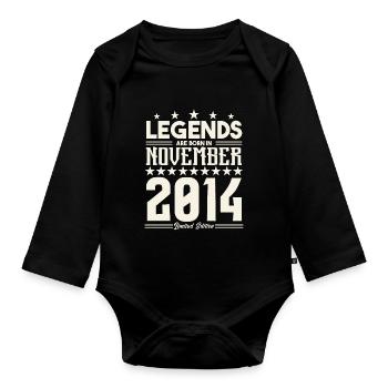 Legenden werden im November 2014 geboren.Geschenkjubiläum - Baby Bio-Langarm-Body - Schwarz - Vorne