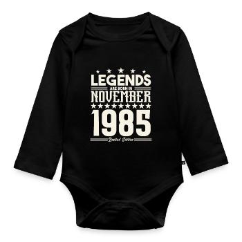 Legenden werden im November 1985 geboren.Geschenkjubiläum - Baby Bio-Langarm-Body - Schwarz - Vorne