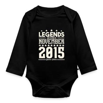 Legenden werden im November 2015 geboren.Geschenkjubiläum - Baby Bio-Langarm-Body - Schwarz - Vorne