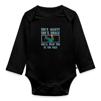 She is beauty, she is grace, she will get into your - Organic Longsleeve Baby Bodysuit - black - Front
