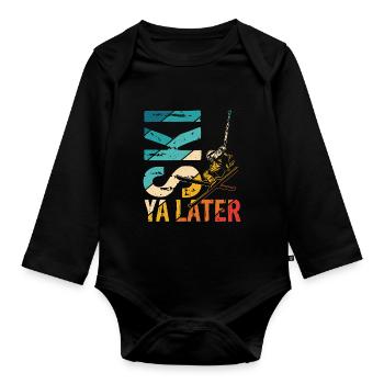 Vintage Ski Ya Later Retro Skifahrer Skifahrer Ski - Baby Bio-Langarm-Body - Schwarz - Vorne