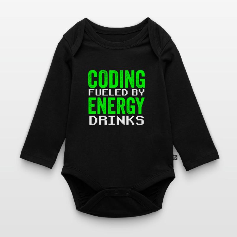 Programming with Energy Drinks Coder Code Coding Organic Longsleeve Baby Bodysuit