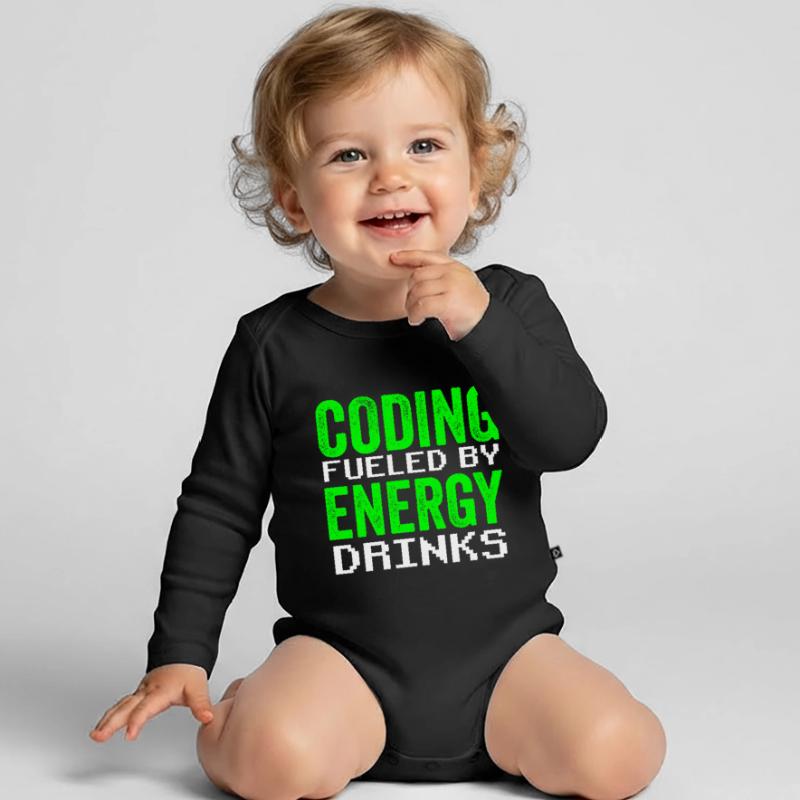 Programming with Energy Drinks Coder Code Coding Organic Longsleeve Baby Bodysuit