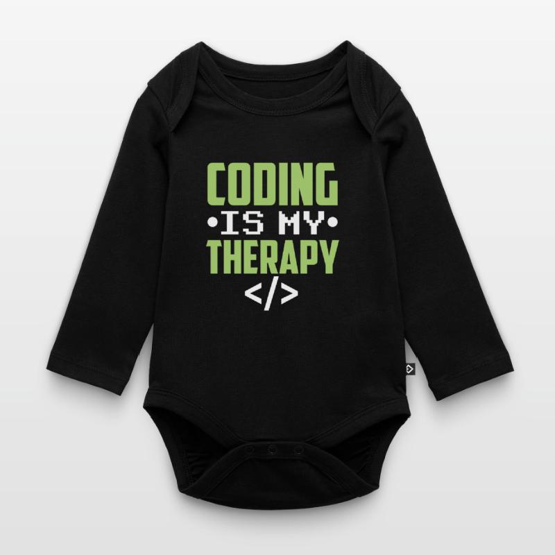 Programming is my therapy Coder Code Coding Organic Longsleeve Baby Bodysuit