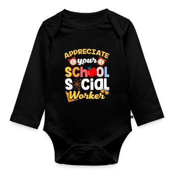 Appréciez votre école Travailleur social Profession scolaire - Body Bébé bio manches longues - noir - Devant