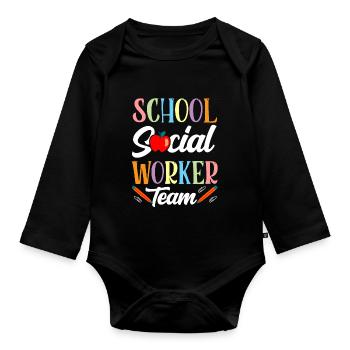 School Social Worker Team School School Social Work - Organic Longsleeve Baby Bodysuit - black - Front