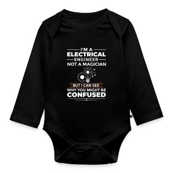 Electrical Engineering Engineer Research Development - Organic Longsleeve Baby Bodysuit - black - Front