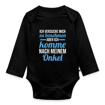 Patenonkel Nichte Neffe Onkel - Baby Bio-Langarm-Body - Schwarz - Vorne