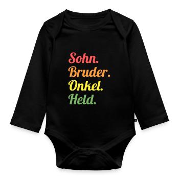 Patenonkel Pate Onkel - Baby Bio-Langarm-Body - Schwarz - Vorne