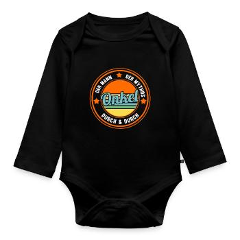 Patenonkel Pate Onkel - Baby Bio-Langarm-Body - Schwarz - Vorne