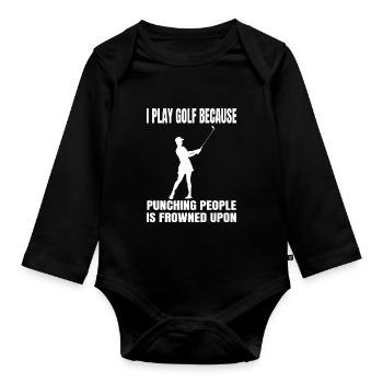 Golf Golfspielerin Golfschläger Spruch Golfball - Baby Bio-Langarm-Body - Schwarz - Vorne