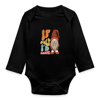 Garden Gnomes Gnome Lover Funny Gnome Gardening - Organic Longsleeve Baby Bodysuit - black - Front