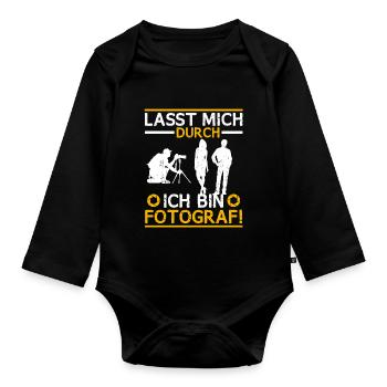 Fotograf Fotokamera Fotografieren Lasst mich durch - Baby Bio-Langarm-Body - Schwarz - Vorne