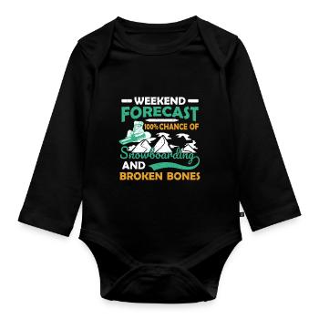 Snowboard fahren Snowboarding Winterurlaub - Baby Bio-Langarm-Body - Schwarz - Vorne