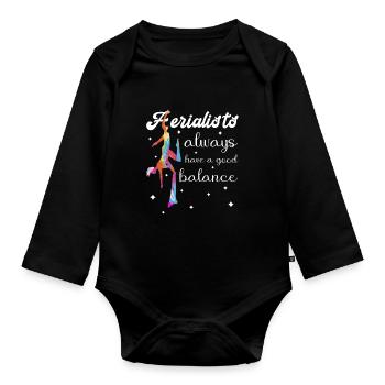 Acrobatie aérienne sur soie Cirque Acrobatique - Body Bébé bio manches longues - noir - Devant
