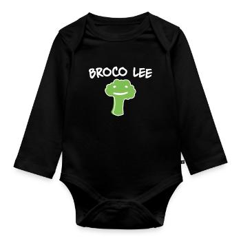 Broco Lee Brocoli Légume Vert Drôle - Body Bébé bio manches longues - noir - Devant