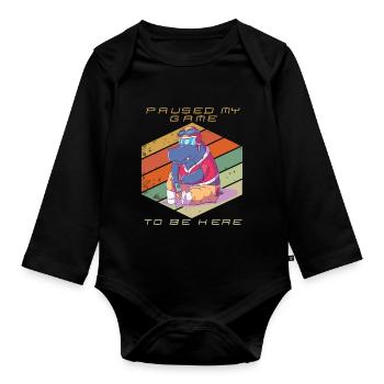 Gamer Paused My Game Video Games Retro Gaming Cons - Organic Longsleeve Baby Bodysuit - black - Front