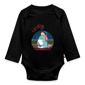 Level Up Gamer Video Games Retro Vintage Gaming Ga - Organic Longsleeve Baby Bodysuit - black - Front