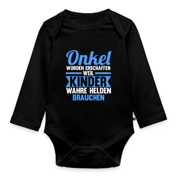 Patenonkel Pate Onkel - Baby Bio-Langarm-Body - Schwarz - Vorne