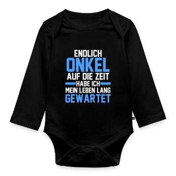 Patenonkel Pate Onkel - Baby Bio-Langarm-Body - Schwarz - Vorne