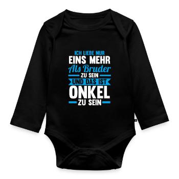 Patenonkel Pate Onkel - Baby Bio-Langarm-Body - Schwarz - Vorne