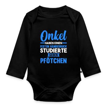 Patenonkel Pate Onkel - Baby Bio-Langarm-Body - Schwarz - Vorne