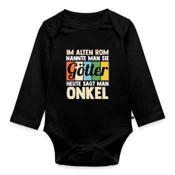 Patenonkel Pate Onkel - Baby Bio-Langarm-Body - Schwarz - Vorne