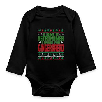Astronomer Christmas Quote - Organic Longsleeve Baby Bodysuit - black - Front